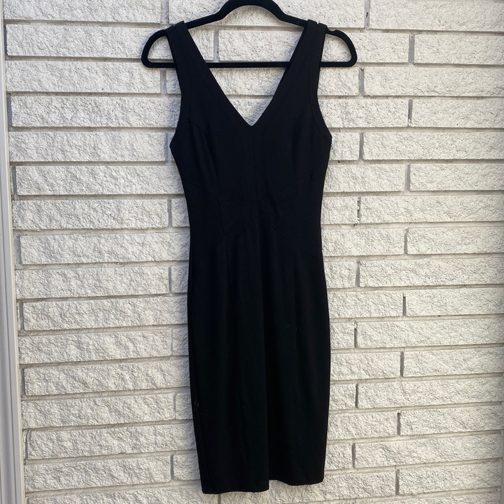 ALI & JAY seamed ponte bodycon dress back strap detail black xs